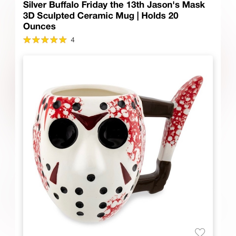 Silver Buffalo Warner Bros Friday The 13th Jasons Mask Halloween Coffee Mug 20oz